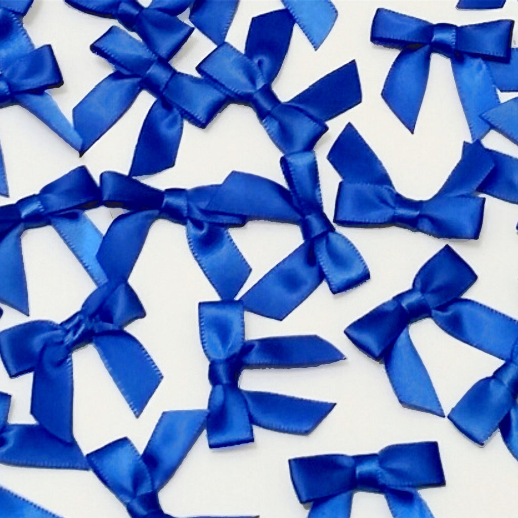 Mini Royal Blue Satin Bows - 1 1/4 in. x 1 1/4 in. - 50 Pack - Sophie's Favors and Gifts