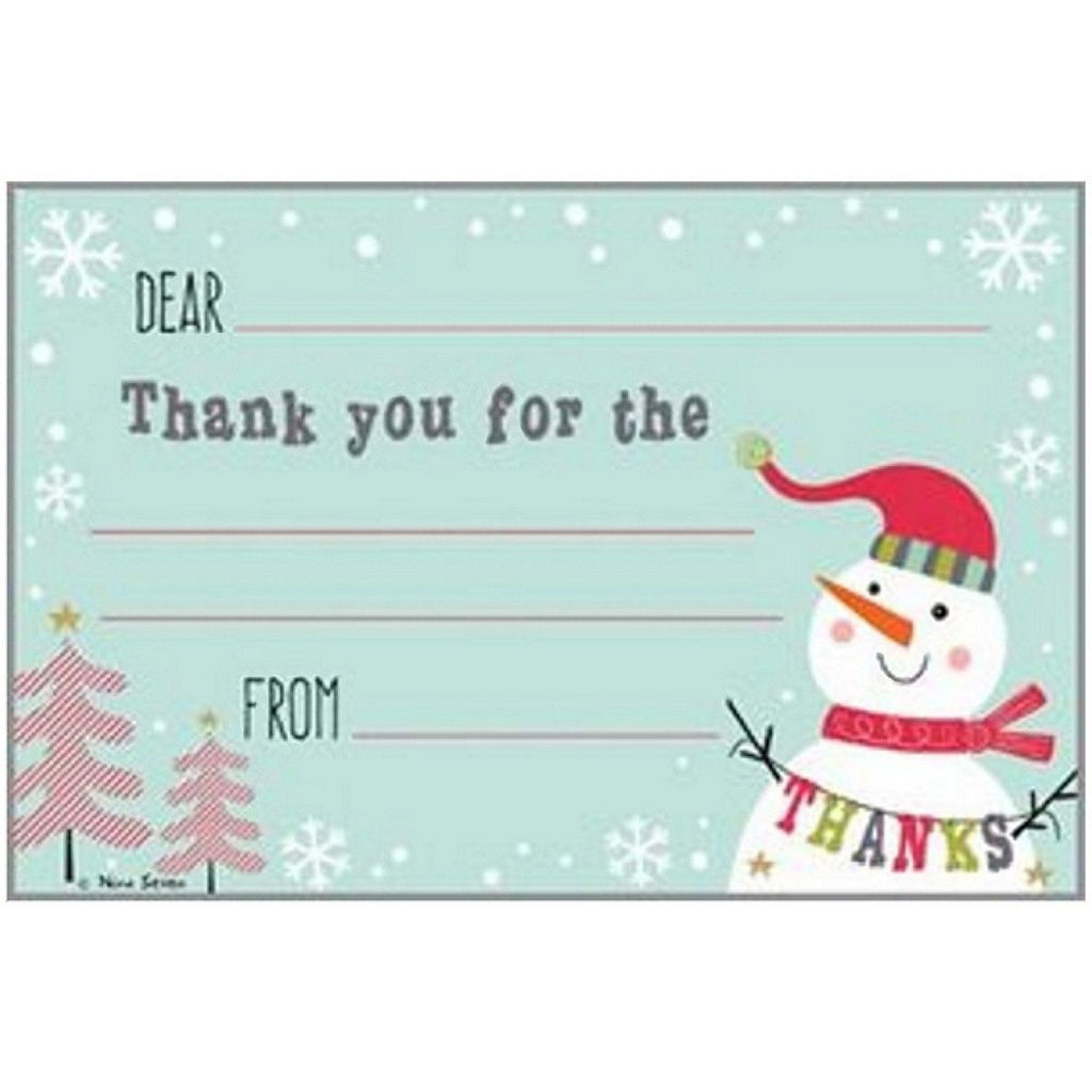 Thankful Snowman Kid's Christmas Thank You Postcards - Sophie's Favors and Gifts