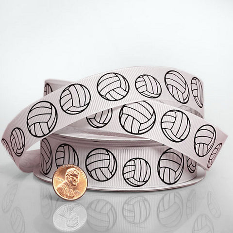 Volleyball Grosgrain Ribbon - 7/8in. Width - 10 Yard Spool - Sophie's Favors and Gifts