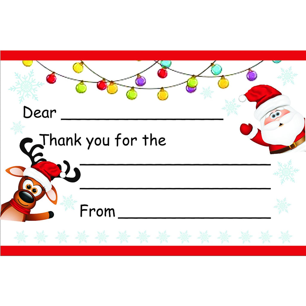 Waving Santa & Reindeer Kid's Christmas Thank You Postcards - Sophie's Favors and Gifts